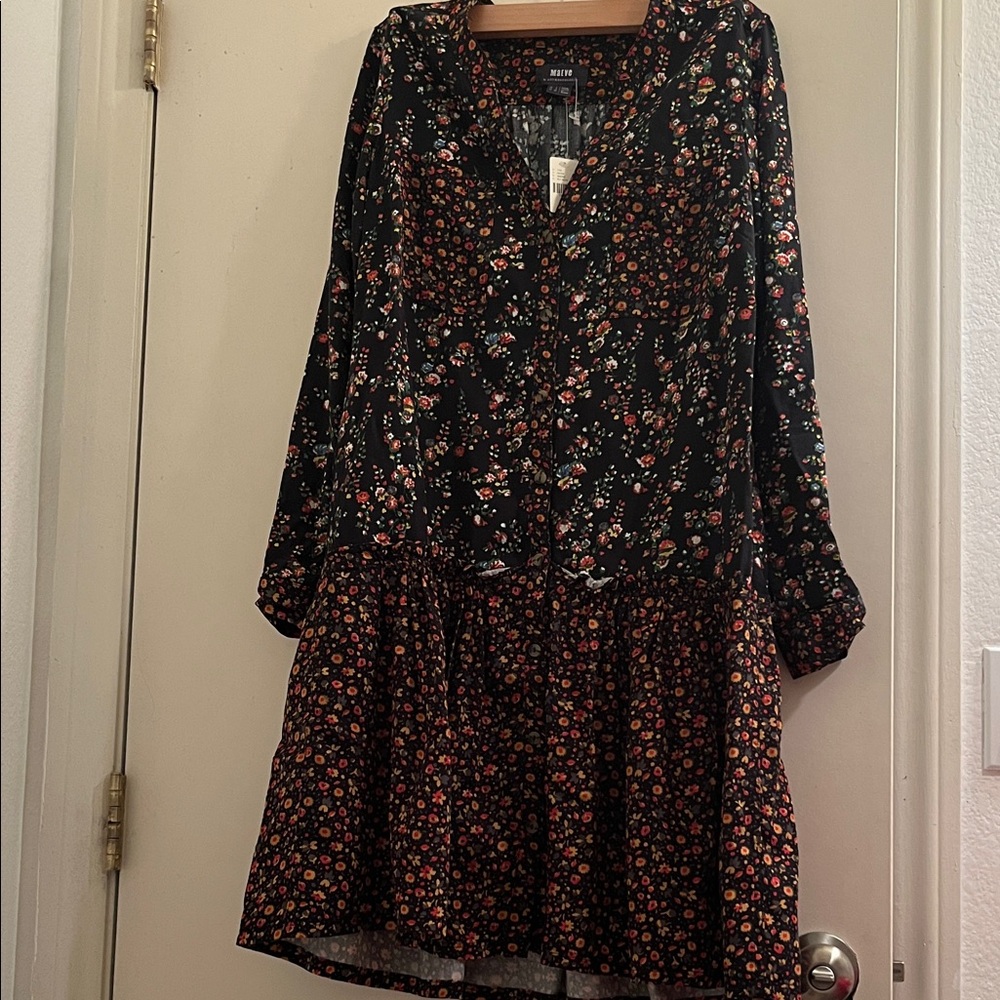 Anthropologie Multicolor Floral Long Sleeve Dress